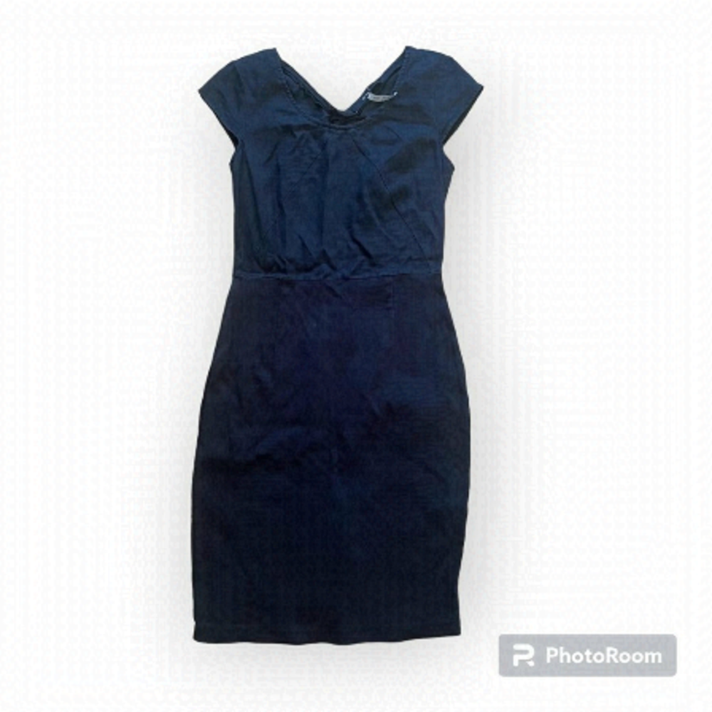 Oui Black Linen Sheath Dress - Size Small